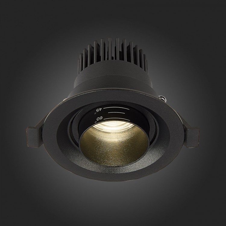 ST701.448.07 Св-к встр. Zoom Черный LED 1*7W 4000K 560Lm Ra 15°-60° IP20 D90xH65 170-240V ST701