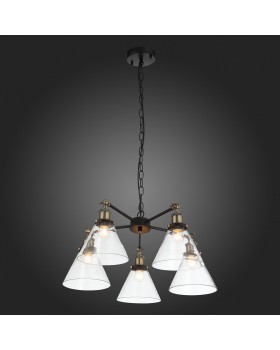 SL237.413.05 Люстра подвесная ST-Luce Черный, Матовое золото/Прозрачный E27 5*60W EVOLUTO-foto8