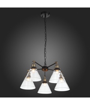 SL237.413.05 Люстра подвесная ST-Luce Черный, Матовое золото/Прозрачный E27 5*60W EVOLUTO-foto8