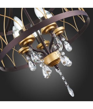 SL789.423.05 Люстра подвесная ST-Luce Темный кофе, Золото/Темный кофе, Золото, Прозрачный E14 5*60W GRASSО-foto12