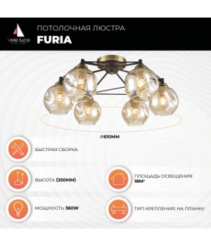 Потолочная люстра Vele Luce Furia VL1882L06-foto5
