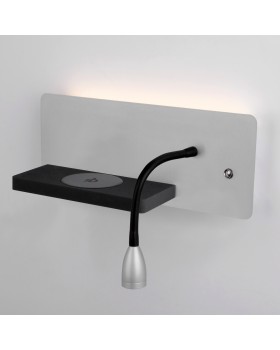 Настенный светодиодный светильник с беспроводной зарядкой Kofro L LED (левый) MRL LED 1112 серебро/чёрный