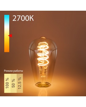 Филаментная светодиодная лампа Dimmable 5W 2700K E27 (ST64 тонированный) BLE2746