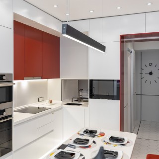 Линейный светодиодный подвесной односторонний светильник 128см 25Вт 3000К черная шагрень 101-200-30-128-foto3