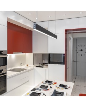 Линейный светодиодный подвесной односторонний светильник 128см 25Вт 6500К черная шагрень 101-200-30-128-foto2