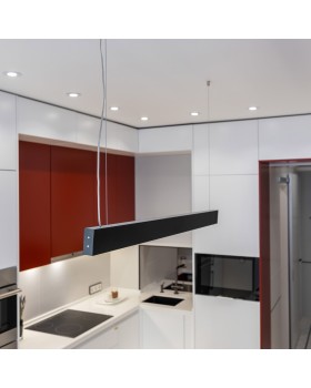 Линейный светодиодный подвесной односторонний светильник 128см 25Вт 6500К черная шагрень 101-200-30-128-foto3