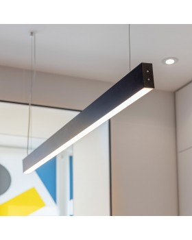 Линейный светодиодный подвесной односторонний светильник 128см 25Вт 6500К черная шагрень 101-200-30-128-foto4