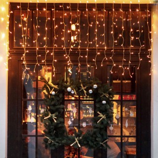 Праздничная гирлянда занавес теплый белый с эффектом мерцания 2*3м IP65 200-101-foto2