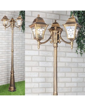 Уличный трехрожковый светильник на столбе IP44 Altair F/3 черное золото-foto4