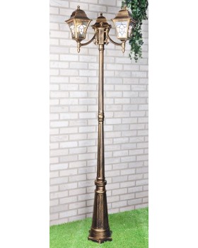 Уличный трехрожковый светильник на столбе IP44 Altair F/3 черное золото-foto3