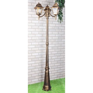 Уличный трехрожковый светильник на столбе IP44 Altair F/3 черное золото-foto3