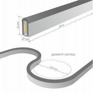 Светодиодный гибкий неон Гибкий неон 220V 9,6W 120Led 2835 IP67 односторонний холодный белый, 50 м-foto5