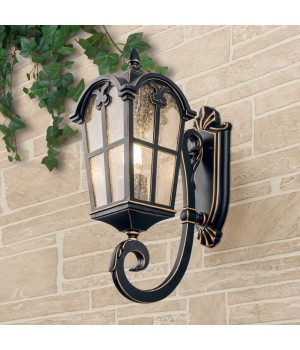 Уличный настенный светильник Mira U черное золото-foto3