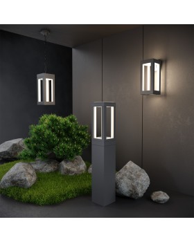 Уличный настенный светодиодный светильник Frame LED IP54 1527 TECHNO LED серый-foto6