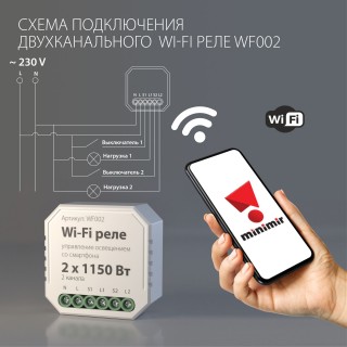 Умное двухканальное реле WF002-foto3