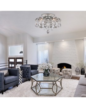 Потолочная люстра с хрусталем 276/5 серебро-foto2