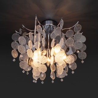 Потолочная люстра с декором из стекла 319/5 хром-foto2