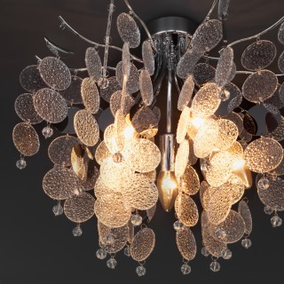 Потолочная люстра с декором из стекла 319/5 хром-foto3