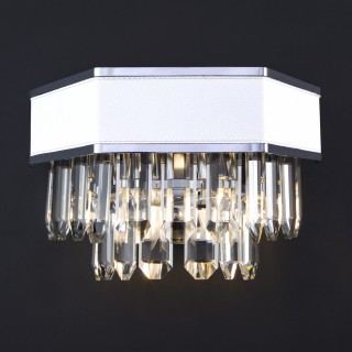 Настенный светильник с хрусталем 329/2 хром / белый-foto3