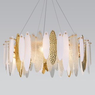 Подвесная люстра с фактурным стеклом 326/10 золото-foto3