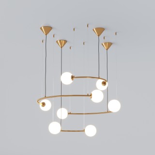 Подвесной светильник со стеклянными плафонами 359/8 латунь-foto5