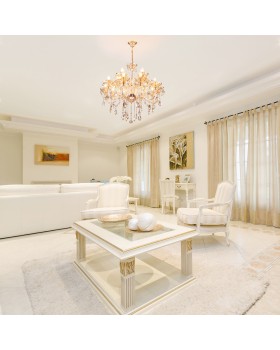 Большая подвесная люстра с хрусталем 310/15 золото-foto2