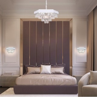 Подвесная люстра с хрусталём 329/9 хром / белый-foto2