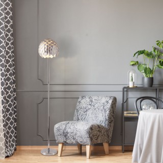 Торшер с металлическим абажуром 01100/1 серебряный / хром-foto2