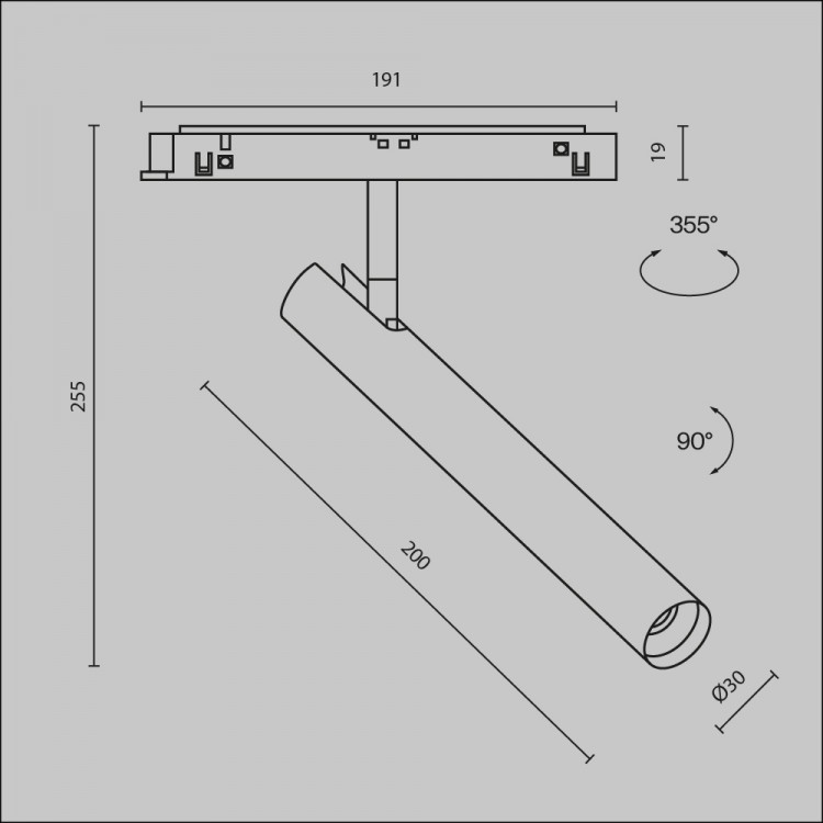 Трековый светильник Technical TR141-2-6W4K-M-BS