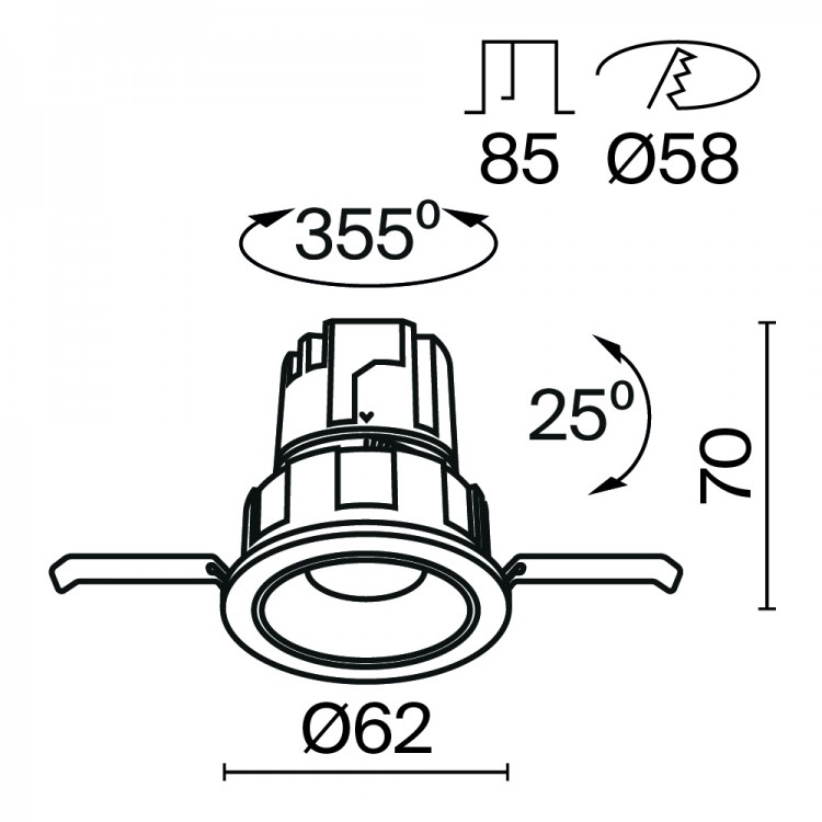 Встраиваемый светильник Technical DL057-7W3K-B