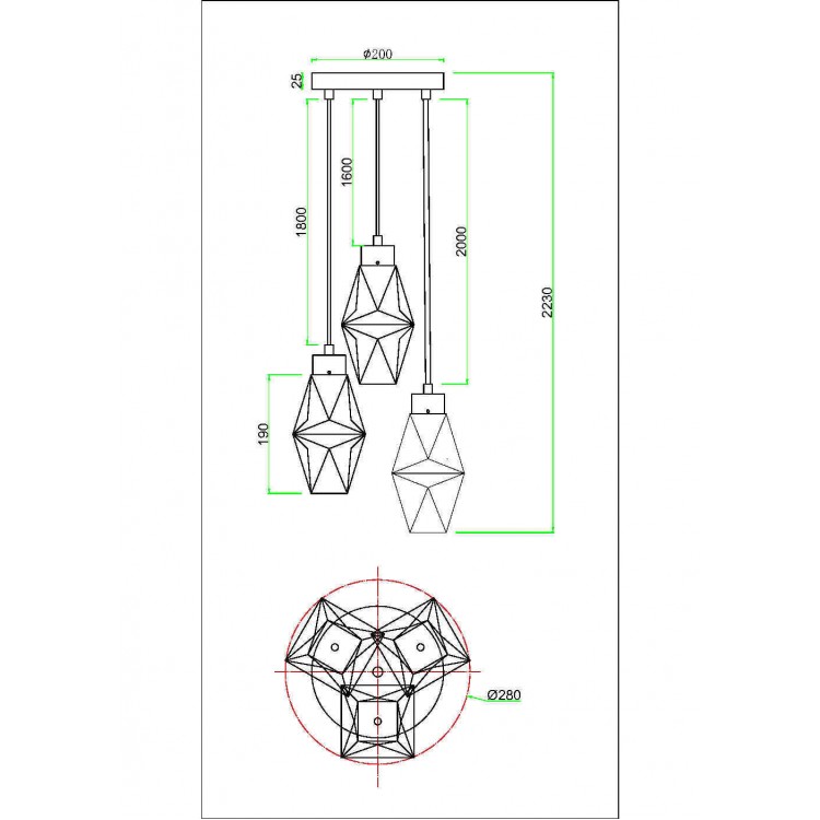 Подвесной светильник Maytoni MOD325PL-03G