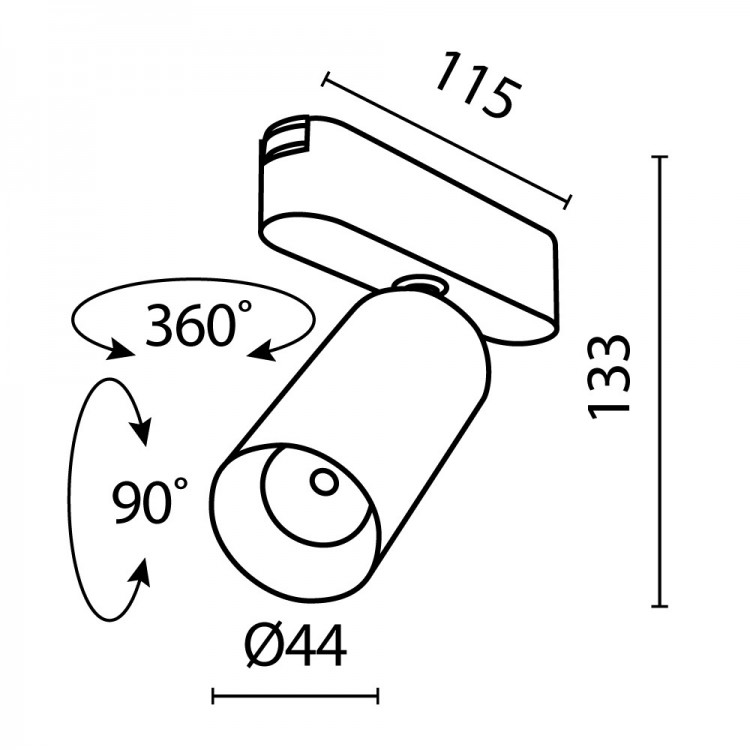 Трековый светильник Technical TR103-1-12W4K-M-B