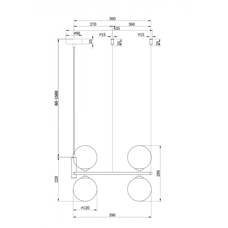 Подвесной светильник Maytoni MOD013PL-04BS