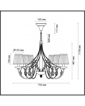 3921/6 CLASSIC ODL18 464 бронза/ткань/стекло Люстра IP20 E14 6*40W 220V NIAGARA-foto2