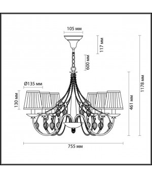 3921/6 CLASSIC ODL18 464 бронза/ткань/стекло Люстра IP20 E14 6*40W 220V NIAGARA-foto2