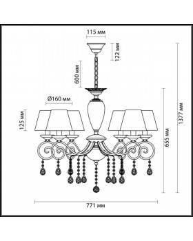 3924/6 CLASSIC ODL18 426 мат.серебро/перламутр/хрусталь Люстра IP20 E14 6*40W 220V MARIONETTA-foto2