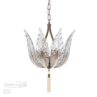 4838/4 HALL ODL21 407 золотистый/стекло/металл.цепочки Люстра E14 4*40W FLOWERI-foto4