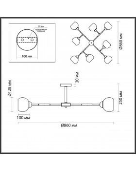 4595/8C COMFI 197 черный, бронза Люстра Потолочная E27 8*40W 220V ROWAN-foto2