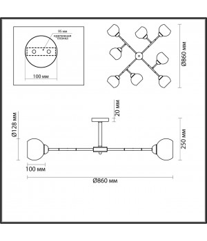 4595/8C COMFI 197 черный, бронза Люстра Потолочная E27 8*40W 220V ROWAN-foto2