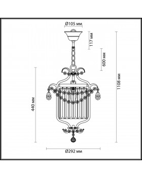 4686/1 CLASSIC ODL20 457 серебристый/хрусталь Подвес E14 1*40W 220V SHARM-foto2