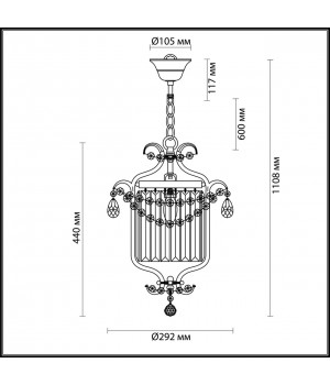 4686/1 CLASSIC ODL20 457 серебристый/хрусталь Подвес E14 1*40W 220V SHARM-foto2