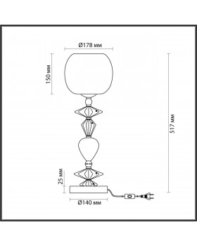 4855/1T CLASSIC ODL_EX21 67 золото/разноцветн./керамика/стекло Настольная лампа E14 1*40W BIZET-foto2
