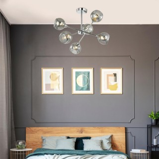 4530/6C COMFI LN21 210 хром, дымчатый Люстра потолочная E27 6*60W 220V SANDRA-foto3