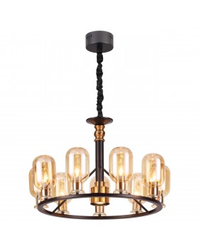 4700/9 COUNTRY ODL20 484 черный/бронзовый/янтарный Люстра E14 9*40W + GU10 1*50W 220V GRIF-foto4