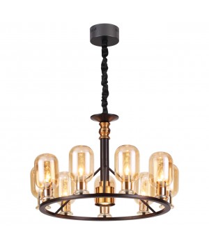 4700/9 COUNTRY ODL20 484 черный/бронзовый/янтарный Люстра E14 9*40W + GU10 1*50W 220V GRIF-foto4