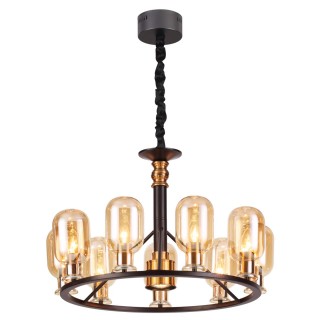 4700/9 COUNTRY ODL20 484 черный/бронзовый/янтарный Люстра E14 9*40W + GU10 1*50W 220V GRIF-foto4