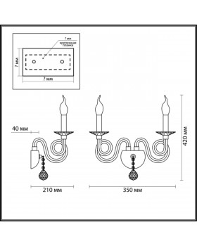 4601/2W CLASSIC ODL19 461 хром/дымчатый/хрусталь Бра E14 2*40W IRIA-foto2