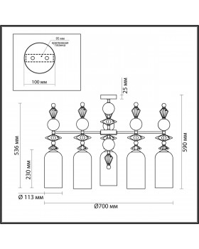 4855/5C CLASSIC ODL_EX21 65 золото/разноцветн./керамика/стекло Люстра потолочная E14 5*40W BIZET-foto2