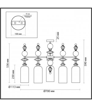 4855/5C CLASSIC ODL_EX21 65 золото/разноцветн./керамика/стекло Люстра потолочная E14 5*40W BIZET-foto2