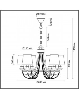 4182/6 CLASSIC ODL19 463 хром/хрусталь/белый Люстра Е14 6*40W LIRIA-foto2